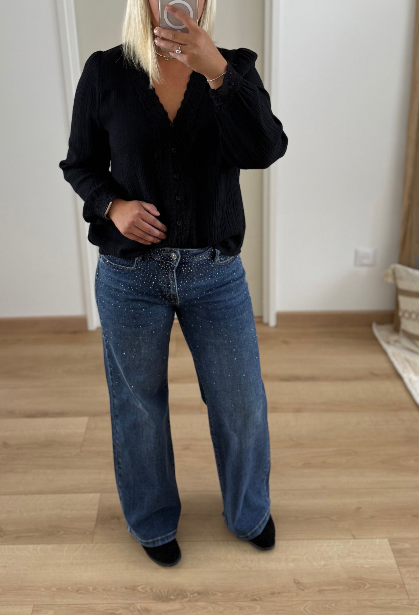 Jeans à Strass bleu