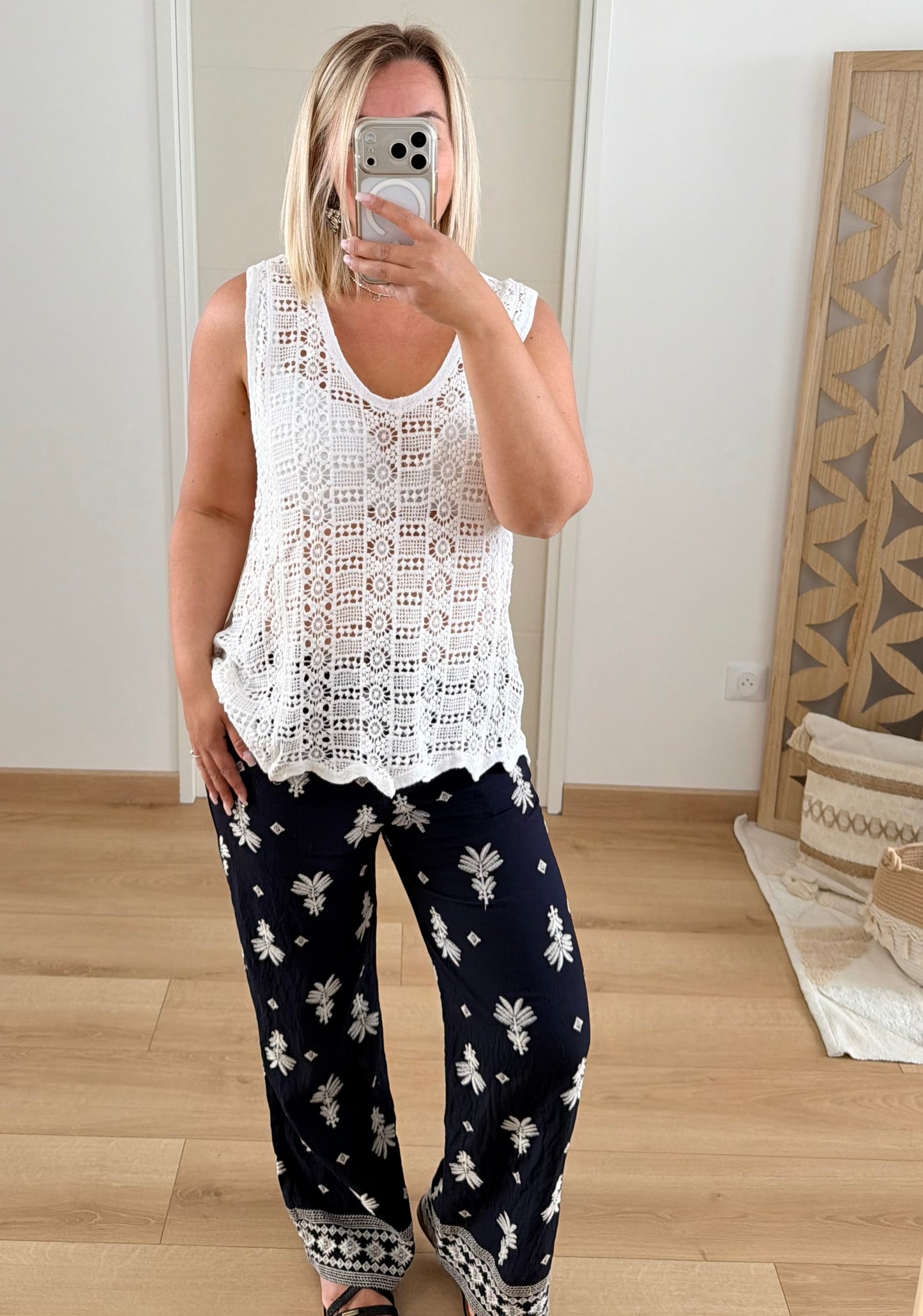 Top Crochet blanc