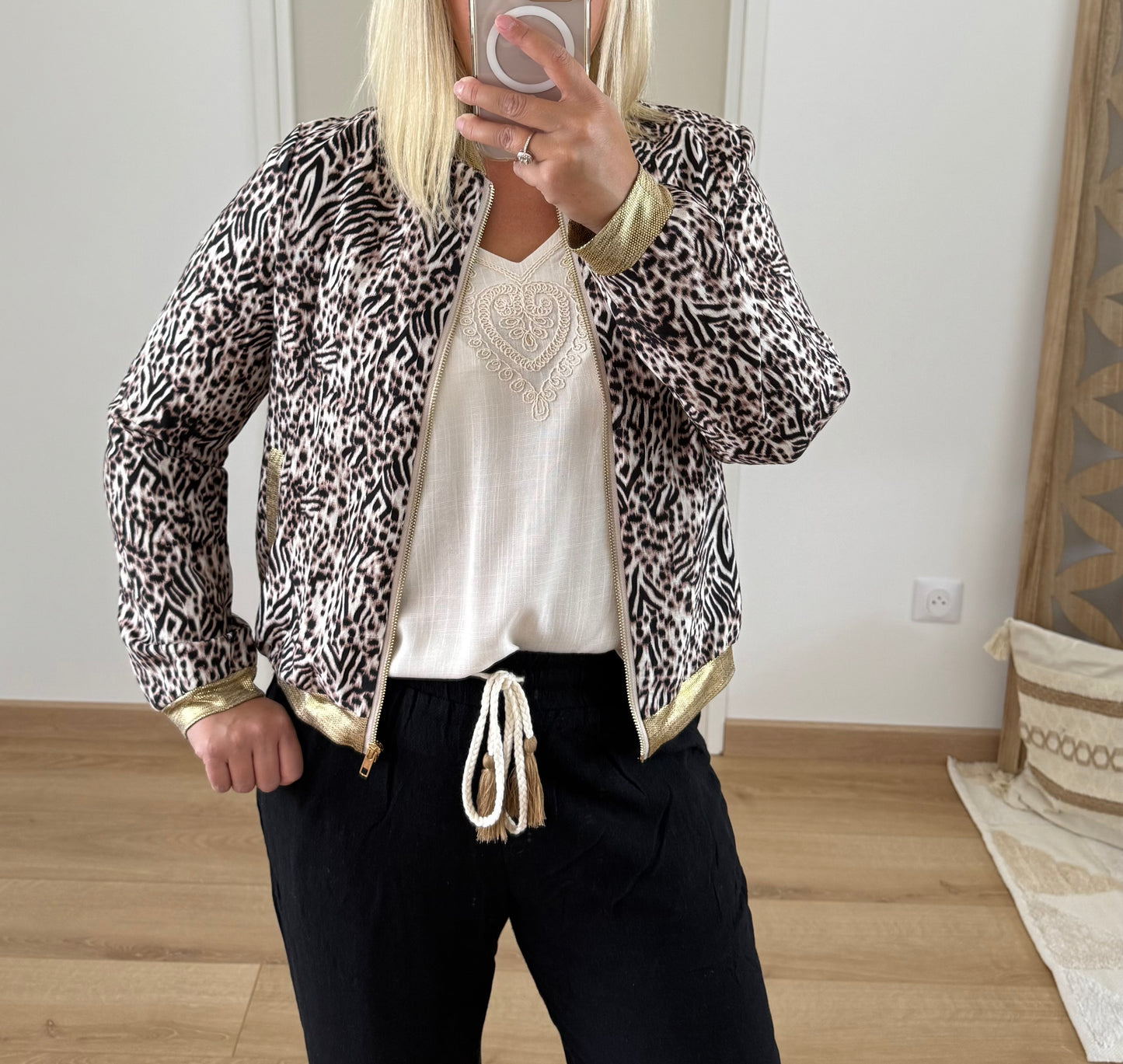 Veste Bomber Imprimé Taupe