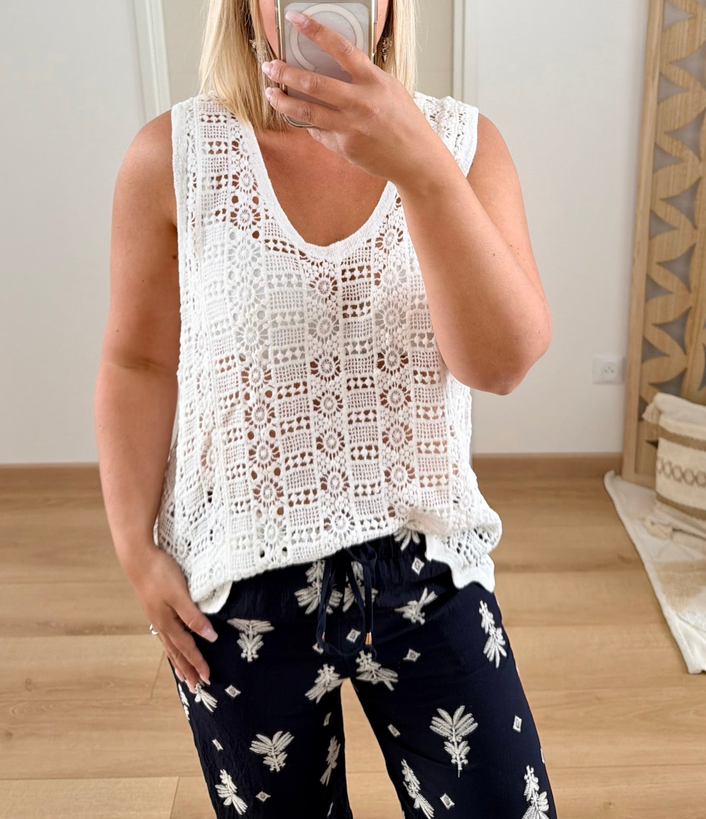Top Crochet blanc