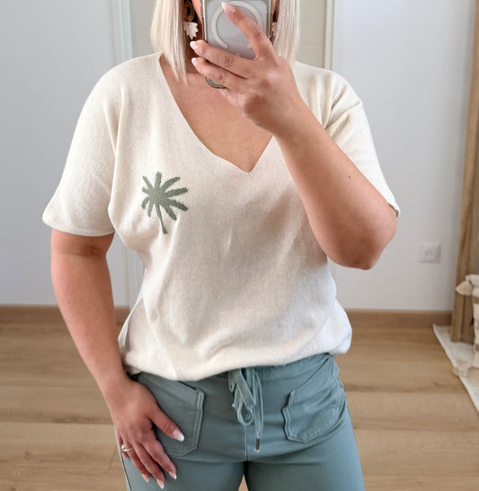 Pull Palmier Blanc
