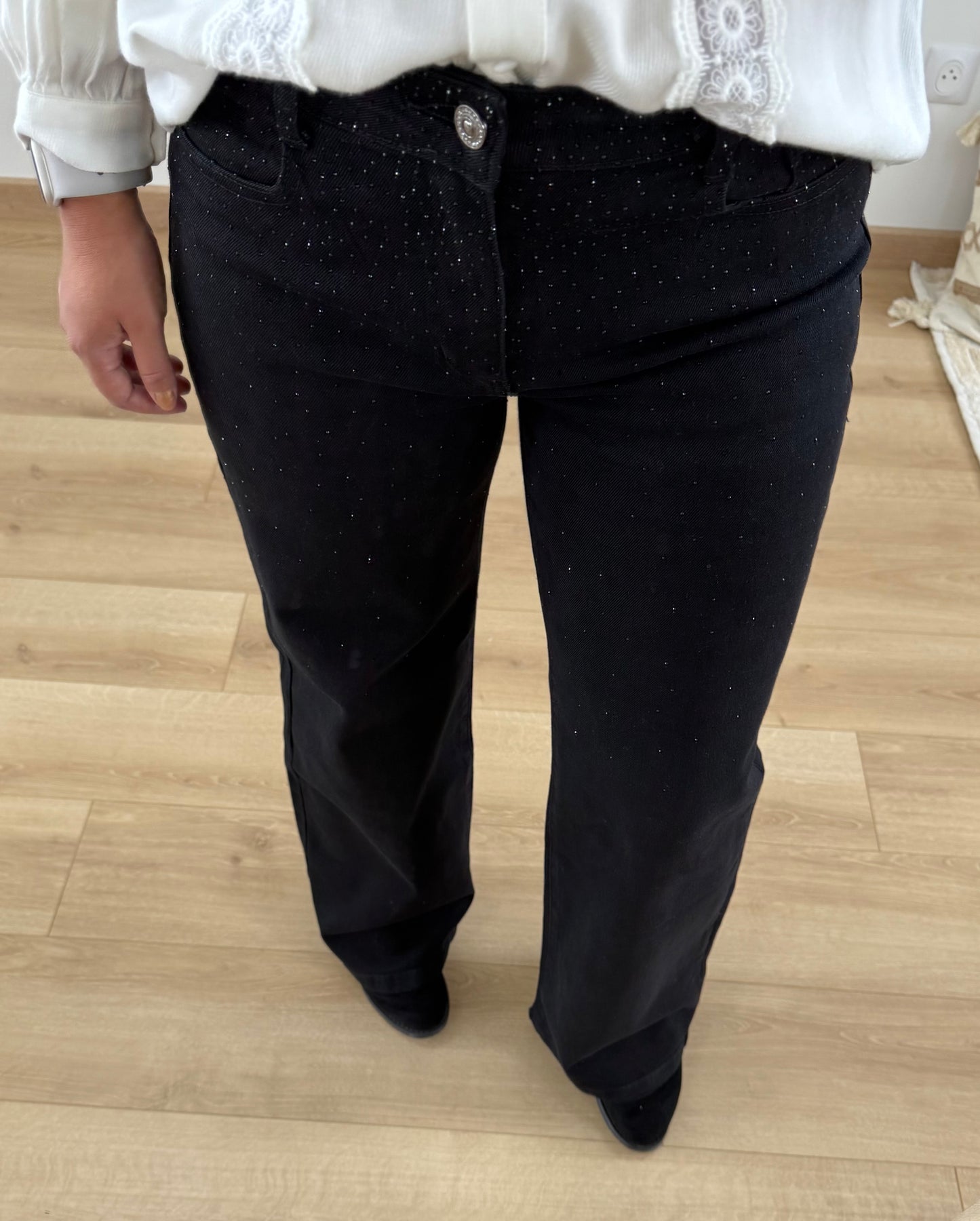 Jeans à Strass noir