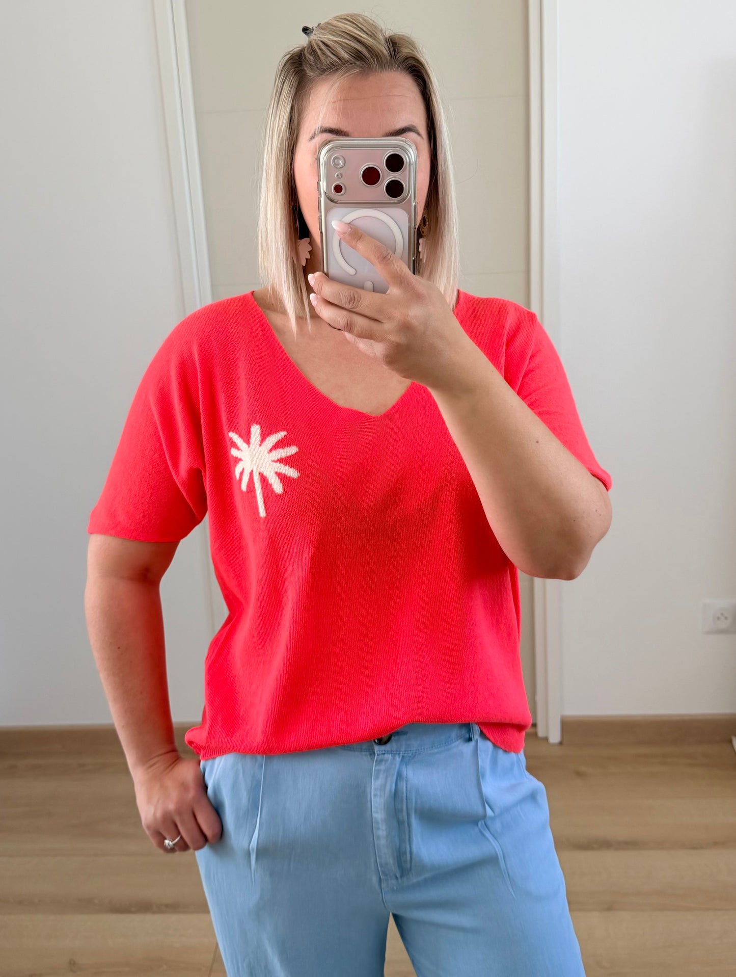 Pull Palmier Corail
