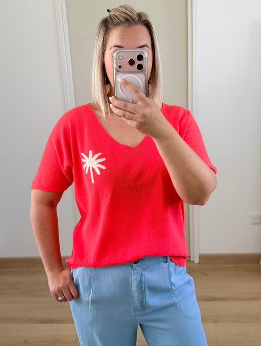 Pull Palmier Corail
